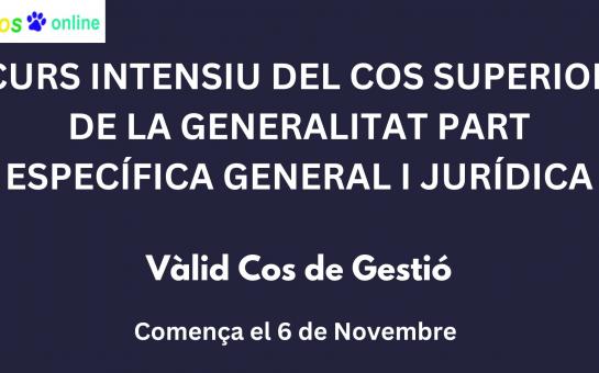 CURS INTENSIU DEL COS SUPERIOR DE LA GENERALITAT PART ESPECÍFICA GENERAL I JURÍDICA