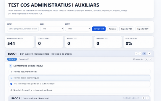 LLibre Tests Administratius i Auxiliars amb 544 preguntes OFICIALS